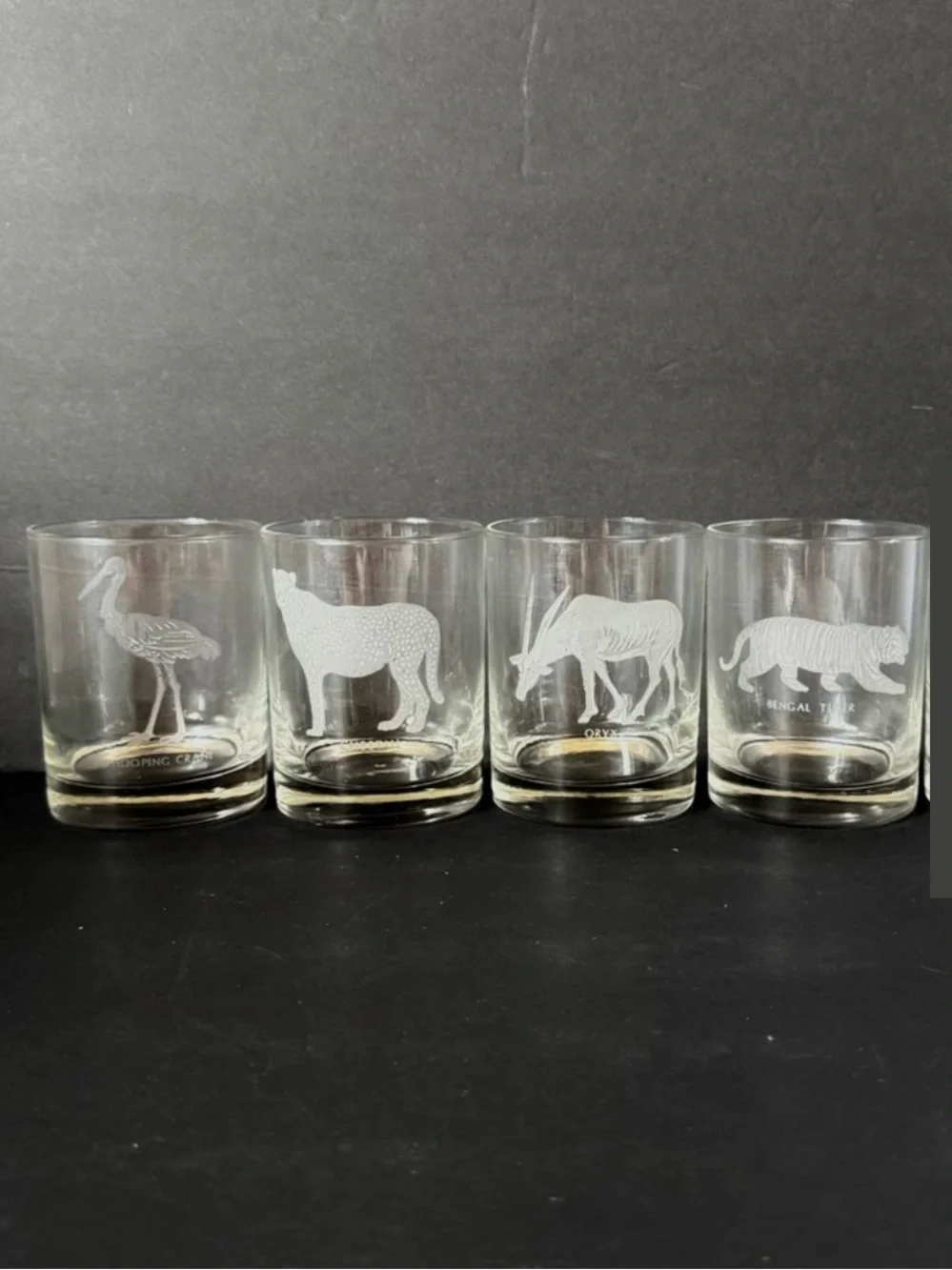 Georg Jensen “Endangered Species” Etched Whiskey Glasses 1970s Denmark– Set of 4